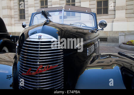 Torino, Italy. 6th September 2014.Front view on a 1940 La Salle Coupe. Collectors of historical cars met in Torino for a car elegance competition. Stock Photo