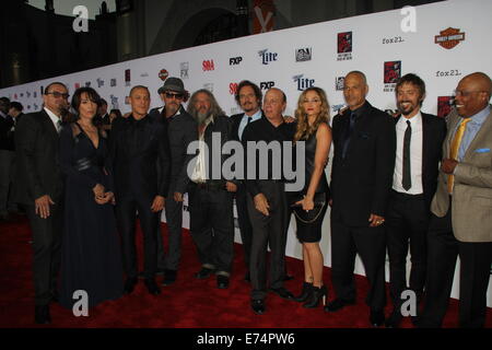 Hollywood, California, USA. 6th Sep, 2014. I15692CHW.Theo Rossi Celebrates With Castmates At The ''Sons Of Anarchy'' Red Carpet Premiere Screening .TCL Chinese Theatre, Hollywood, CA.09/06/2014.KURT SUTTER AND KATEY SAGAL, TOMMY FLANAGAN, DREA DE MATTEO, CHARLIE HUNNAM, NIKO NICOTERA, DAVID LABRAVA, THEO ROSSI, DAYTON CALLIE, PARIS BARCLAY AND MARILYN MANSON .©Clinton H. Wallace/Photomundo/ Photos inc Credit:  Clinton Wallace/Globe Photos/ZUMA Wire/Alamy Live News Stock Photo
