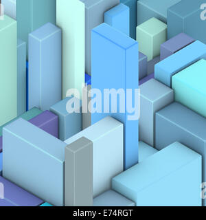 3d multiple blue abstract rectangular shape pattern backdrop Stock Photo