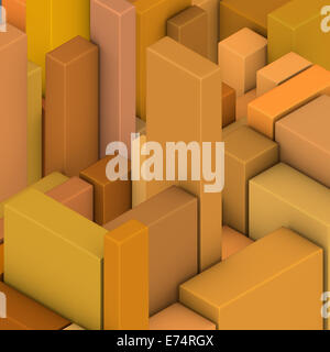 3d orange yellow abstract rectangular pattern backdrop Stock Photo