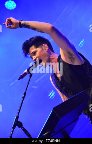 Gibraltar. 6th Sep, 2014. The International band The Script led by vocalist Danny O’Donoghue,  headlined at the Gibraltar Music Festival 2014 at the Victoria Stadium in Gibraltar. The band was among one of many groups that played today in Gibraltar. Other artists included Rita Ora, John Newman, Tony Hadley, James Arthur and Newton Faulkner out of a list of 29 groups and artists. The Gibraltar Music Festival is an annual events held in Gibraltar at the end of every summer. Credit:  Stephen Ignacio/Alamy Live News Stock Photo