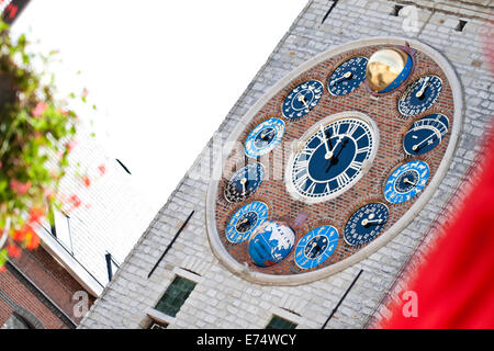 The Jubilee or Centenary clock on the front of the Zimmer Tower in Lier, Belgium - one of the most amazing clocks in the world. Stock Photo