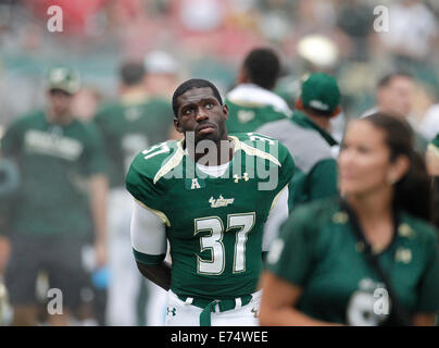 City, Florida, US. 6th Sep, 2014.South Florida running back Rodney Watson (37) watches the final seconds wind down after losing to the Maryland Terrapins at Raymond James Stadium in Tampa on Saturday, September 6, 2014. Maryland defeated South Florida 24 to 17. Credit:  Octavio Jones/Tampa Bay Times/ZUMA Wire/Alamy Live News Stock Photo