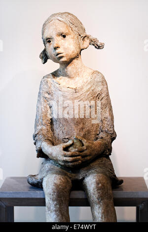 Bronze sculpture of a young girl by French sculptor JURGA, on display in art gallery in Ghent, Belgium (Summer 2014) Stock Photo