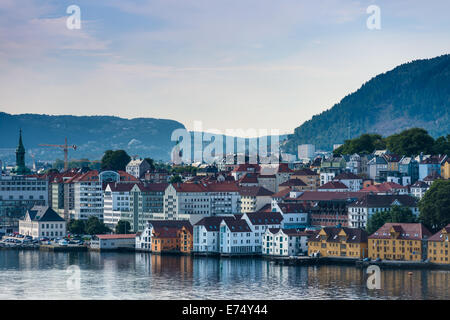 Bergen skyline from the sea, Norway, Scandinavia. Stock Photo