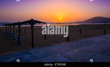 Beautiful sunset over Atlantic Ocean in Agadir, Morocco Stock Photo