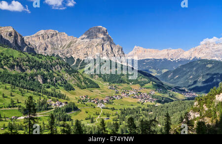 Panorama of Dolomiti Mountains and Badia Valley, Trentino Alto Adige, Italy Stock Photo