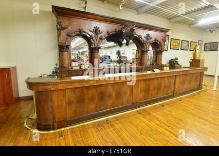 A genuine American wild west bar circa 1852 taken from an old building that was knocked down for redevelopment. Stock Photo