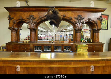 A genuine American wild west bar circa 1852 taken from an old building that was knocked down for redevelopment. Stock Photo