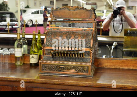 A genuine American wild west bar circa 1852 taken from an old building that was knocked down for redevelopment. Stock Photo