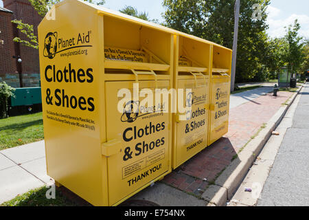 Planet Aid used clothing bins - Washington, DC USA Stock Photo