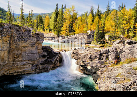 Waterfall, Kananaskis, Canadian Rockies during autumn Stock Photo