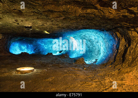 Visitor tour through the salt mine in Bex. Stock Photo