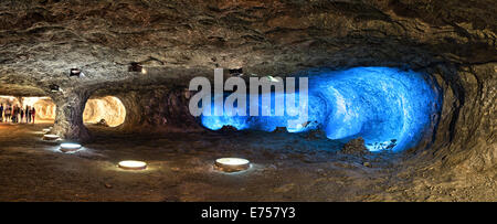 Visitor tour through the salt mine in Bex. Stock Photo