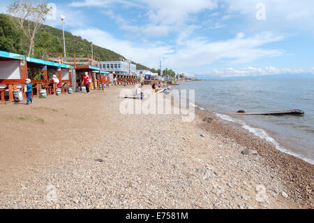 Beach, Listvyanka, Irkutsky District, Irkutsk Oblast, lake Baikal, Siberia, Russian Federation Stock Photo