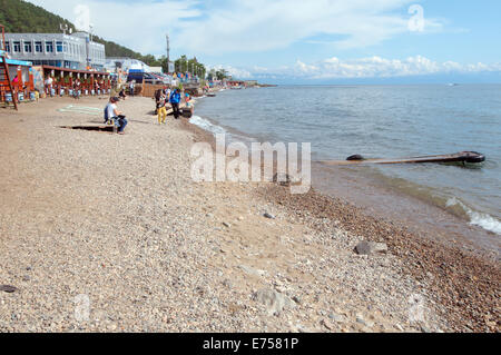 Beach, Listvyanka, Irkutsky District, Irkutsk Oblast, lake Baikal, Siberia, Russian Federation Stock Photo