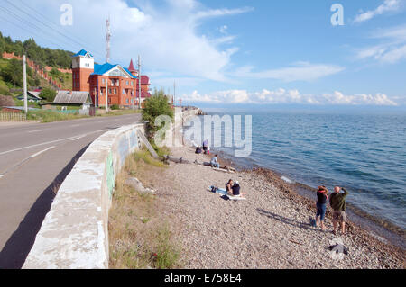 Beach, Listvyanka, Irkutsky District, Irkutsk Oblast, lake Baikal, Siberia, Russian Federation Stock Photo