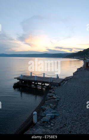 Sunset, Listvyanka, Irkutsky District, Irkutsk Oblast, lake Baikal, Siberia, Russian Federation Stock Photo