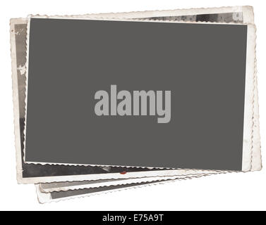 Stack of Vintage photos with clipping path for the inside Stock Photo