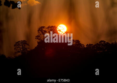 Wimbledon, London, UK. 7th  September 2014. UK Weather: A colorful sunset Credit:  amer ghazzal/Alamy Live News Stock Photo
