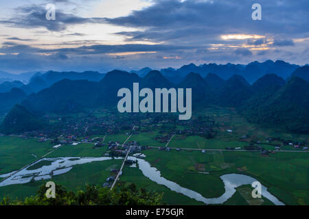 Sunrise mountain at Bac Son town, Lang Son province, Vietnam Stock Photo