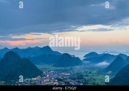 Sunrise mountain at Bac Son town, Lang Son province, Vietnam Stock Photo