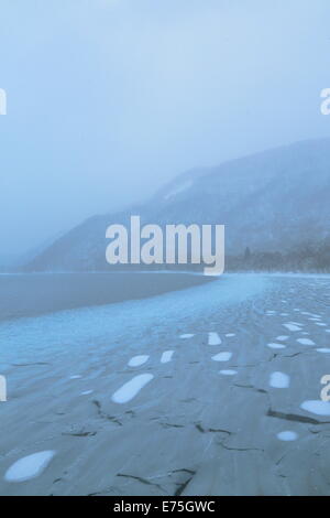 Lake Towada in winter Stock Photo