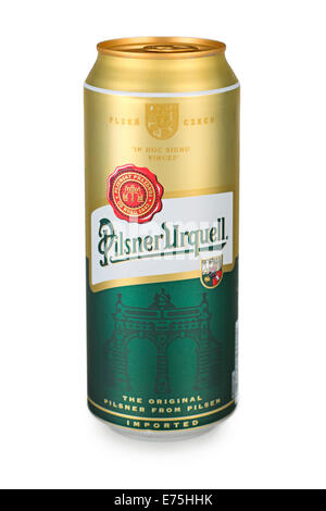 Pilsner Urquell, Beer Can Stock Photo