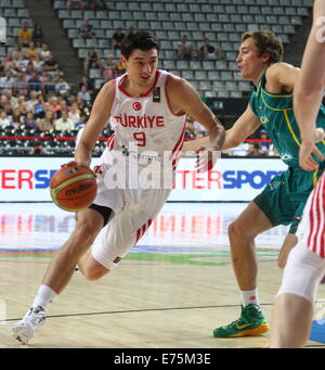 Barcelona, Spain. 07th Sep, 2014. 2014 FIBA Basketball World Cup, round of 16. E. Preldzic in action during game between Turkey versus Australia at Palau St. Jordi Credit:  Action Plus Sports/Alamy Live News Stock Photo