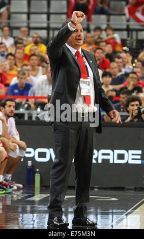 Barcelona, Spain. 07th Sep, 2014. 2014 FIBA Basketball World Cup, round of 16. Ergin Ataman in action during game between Turkey versus Australia at Palau St. Jordi Credit:  Action Plus Sports/Alamy Live News Stock Photo