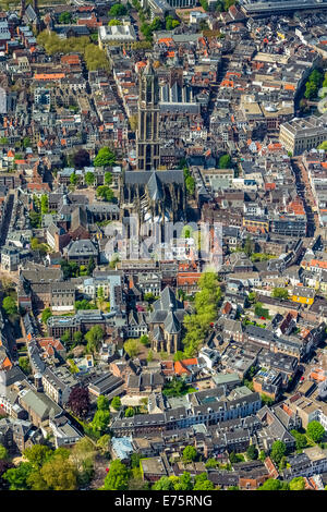 Aerial view, town centre with St. Martin's Cathedral or Dom Church, Domkerk, Utrecht, Province of Utrecht, Netherlands Stock Photo