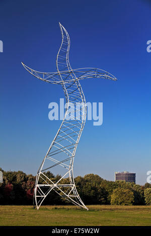 Dancing power pole, sculpture, 'Sorcerer's Apprentice', made by Inges Idee, group of artists, with the gasometer, Emscherkunst Stock Photo