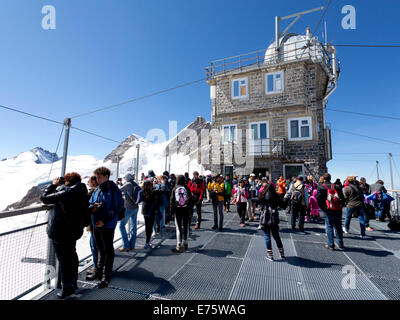 Sphinx Observatory, Jungfraujoch, in front of Jungfrau Mountain, Grindelwald, Bernese Oberland, Canton of Bern, Switzerland Stock Photo