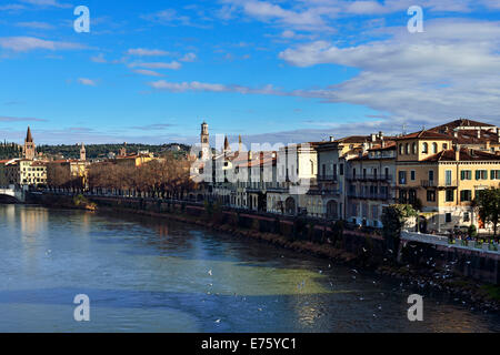 Townscape with the Adige River, Verona, Veneto region, Italy Stock Photo