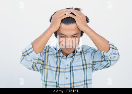 Close up of a tensed football fan Stock Photo