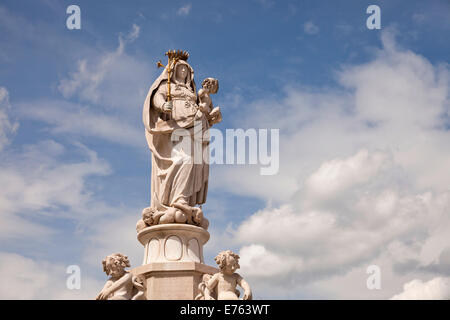 statue of Maria on Kapellplatz square in Altoetting, Upper-Bavaria, Bavaria, Germany, Europe Stock Photo