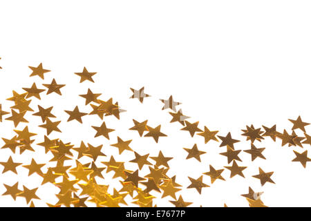 Golden star decorations spread out Stock Photo