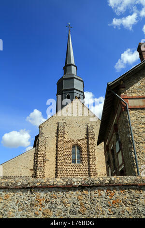 Eglise Saint Georges from car park off Rue du Brou, Dangeau, Eure et Loir, Centre, France Stock Photo
