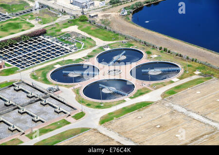 Bay Of Haifa Industrial Zone Aerial View Sewerage treatment plant Stock Photo