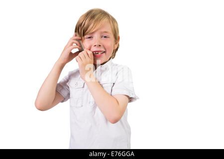 Student making a phone call Stock Photo