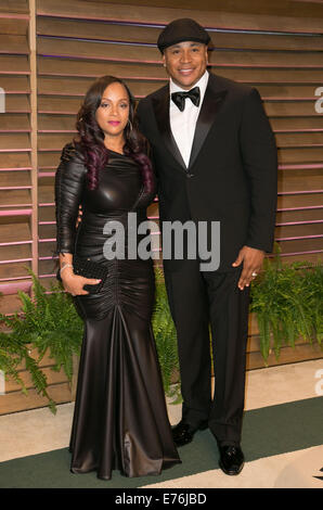 Celebrities attend 2014 Vanity Fair Oscar Party at Sunset Plaza  Featuring: Simone Johnson,LL Cool J Where: Los Angeles, California, United States When: 02 Mar 2014 Stock Photo