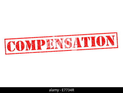 COMPENSATION red Rubber Stamp over a white background. Stock Photo