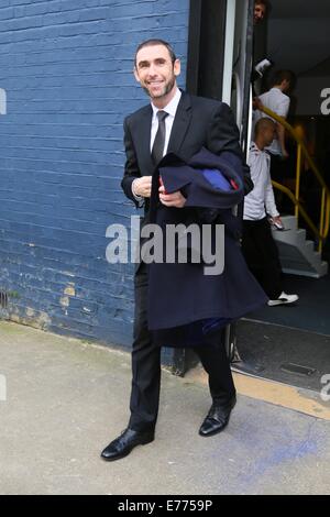 Celebrities and sports personalities arrive at a Sport Relief recording of the England 2014 World Cup song  Featuring: Martin Keown Where: London, United Kingdom When: 05 Mar 2014 Stock Photo