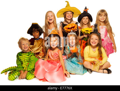 Large group of kids in Halloween costumes Stock Photo - Alamy