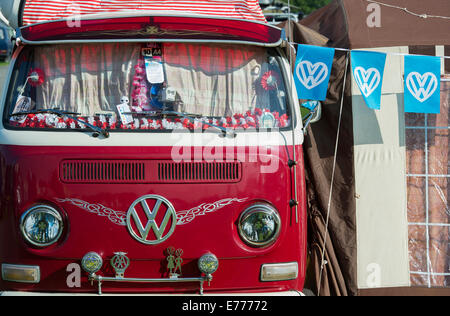1970’s VW Volkswagen camper van rear at a VW show. Stoner Park ...