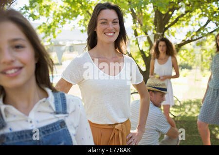 Family enjoying the outdoors together Stock Photo