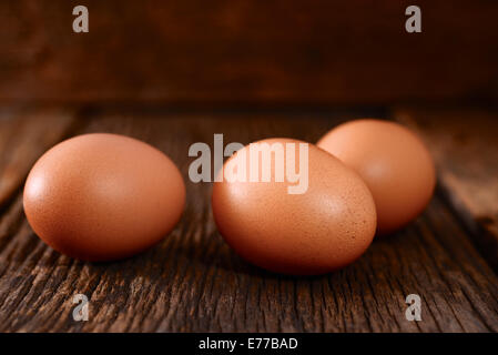 eggs on old wooden Stock Photo