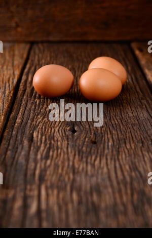 eggs on old wooden Stock Photo