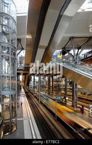 Interior of Hauptbahnhof or main railway station in Berlin Germany Stock Photo