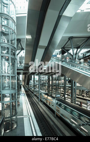 Interior of Hauptbahnhof or main railway station in Berlin Germany Stock Photo